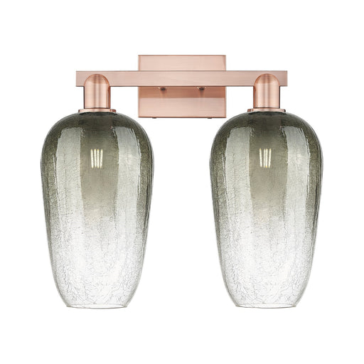 Innovations Brookhaven Flute 18in 2-Light Bath Vanity | Industrial Antique Copper Steel and Slate Glass | Bathroom Vanity | 18 | Model 716-2W-AC-G484-7SL