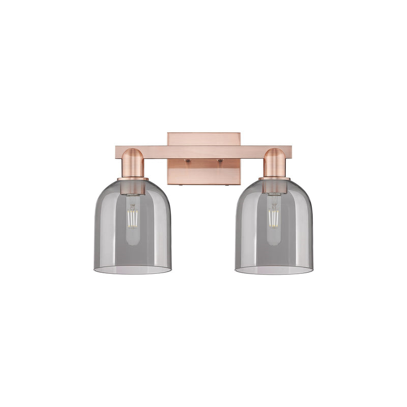 Innovations Bella 17in 2-Light Bath Vanity Light | Industrial Antique Copper and Light Smoke Glass | Bathroom Vanity | 16.5 x | Model 716-2W-AC-G558-6SM