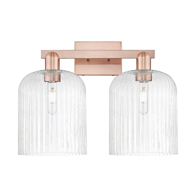 Innovations Bridal Veil 19in 2-Light Bath Vanity Light | Industrial Antique Copper Steel and Seedy Bell Glass | Bathroom | Model 716-2W-AC-G559-8SDY