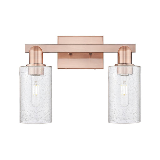 Innovations Clymer 15in 2-Light Bath Vanity Light | Industrial Antique Copper Steel and Seedy Glass | Bathroom Vanity | 14.88 x | Model 716-2W-AC-G804