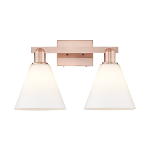Innovations Berkshire Glass 19in 2-Light Bath Vanity Light | Industrial Antique Copper and Matte White Glass | Bathroom Vanity & | Model 716-2W-AC-GBC-81