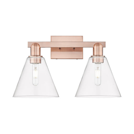 Innovations Berkshire Glass 19in 2-Light Bath Vanity | Industrial Antique Copper Steel and Clear Glass | Bathroom Vanity & Powder | Model 716-2W-AC-GBC-82