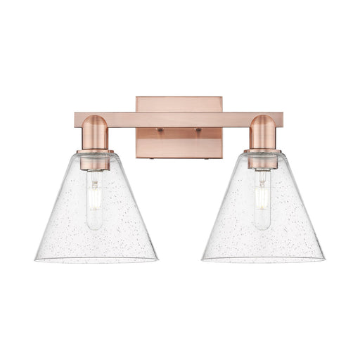 Innovations Berkshire Glass 19in 2-Light Bath Vanity | Industrial Antique Copper Steel and Seedy Glass | Bathroom Vanity Light | Model 716-2W-AC-GBC-84