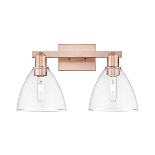 Innovations Bristol 19in 2-Light Bath Vanity | Industrial Modern Contempo Antique Copper Steel and Clear Glass | Bathroom Vanity | Model 716-2W-AC-GBD-752