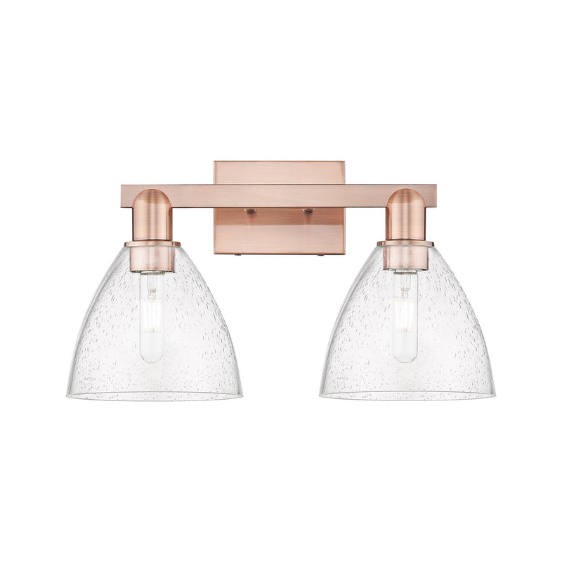 Innovations Bristol 19in 2-Light Bath Vanity | Industrial Antique Copper Steel and Seedy Glass | Bathroom Vanity | 18.5 x 11.25 | Model 716-2W-AC-GBD-754