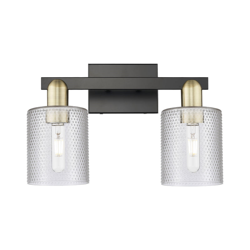 Innovations Cobbleskill 16in 2-Light Bath Vanity Light | Industrial Black Antique Brass Steel and Clear Glass | Bathroom Vanity | Model 716-2W-BAB-G112