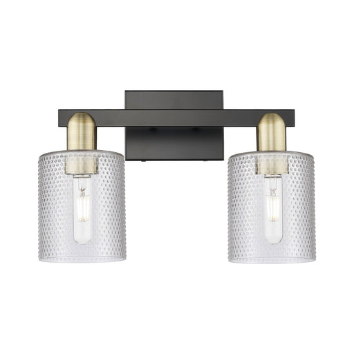 Innovations Cobbleskill 16in 2-Light Bath Vanity Light | Industrial Black Antique Brass Steel and Clear Glass | Bathroom Vanity | Model 716-2W-BAB-G112