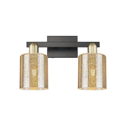 Innovations Cobbleskill 16in 2-Light Bath Vanity Light | Industrial Black Antique Brass and Mercury Glass | Bathroom Vanity | 16 x | Model 716-2W-BAB-G116