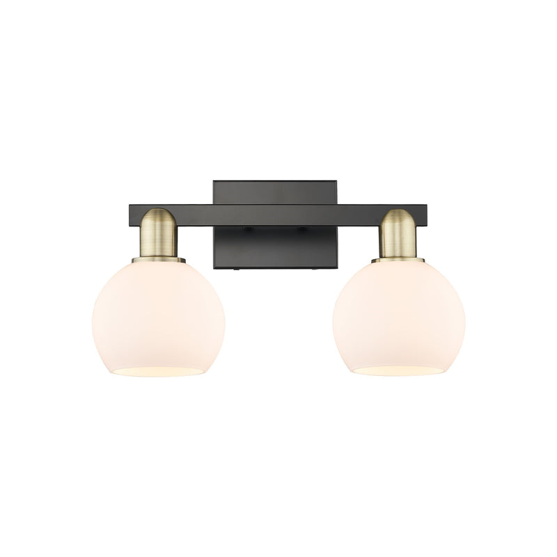 Innovations Athens 17in 2-Light Bath Vanity Light | Industrial Black Antique Brass and Matte White Glass | Bathroom Vanity | Model 716-2W-BAB-G121-6