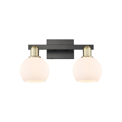 Innovations Athens 17in 2-Light Bath Vanity Light | Industrial Black Antique Brass and Matte White Glass | Bathroom Vanity | Model 716-2W-BAB-G121-6
