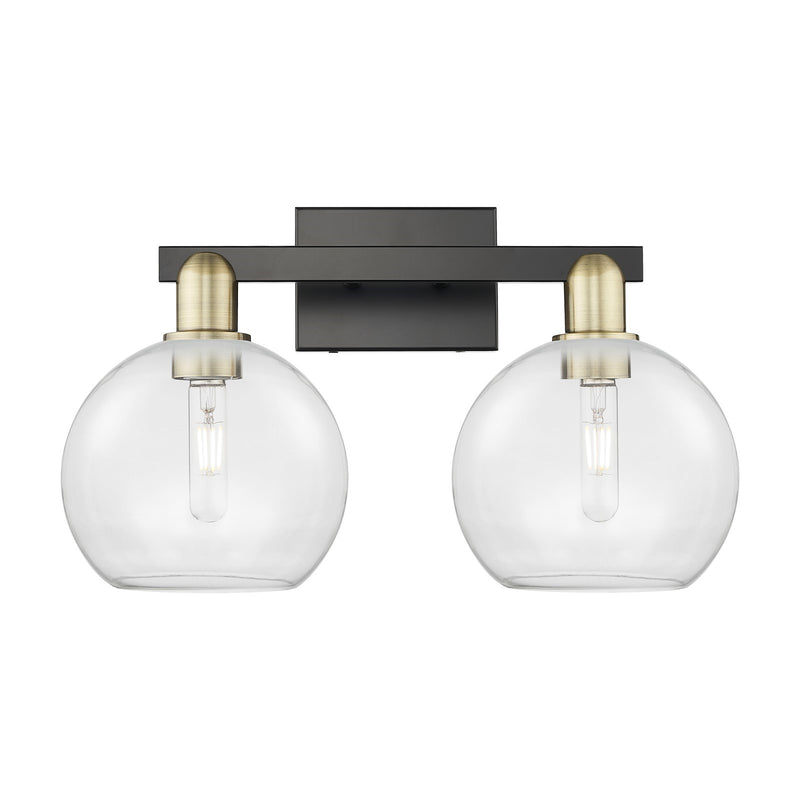 Innovations Athens 19in 2-Light Bath Vanity | Industrial Black Antique Brass Steel and Clear Glass | Bathroom Vanity Light | 19 | Model 716-2W-BAB-G122-8
