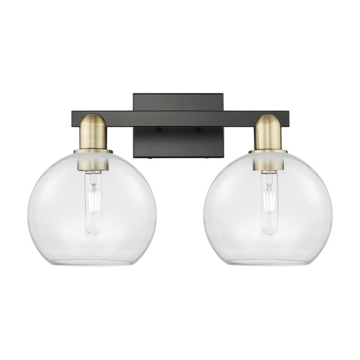 Innovations Athens 19in 2-Light Bath Vanity | Industrial Black Antique Brass Steel and Clear Glass | Bathroom Vanity Light | 19 | Model 716-2W-BAB-G122-8