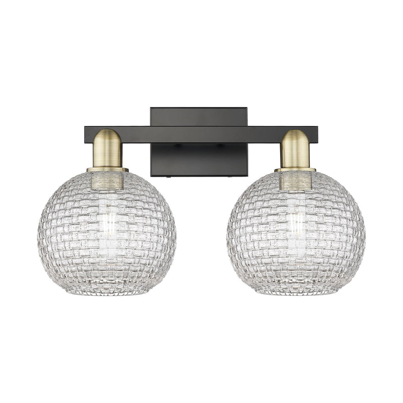 Innovations Athens 19in 2-Light Bath Vanity | Industrial Black Antique Brass and Clear Basket Weave Glass | Bathroom Vanity & | Model 716-2W-BAB-G122C-8CL