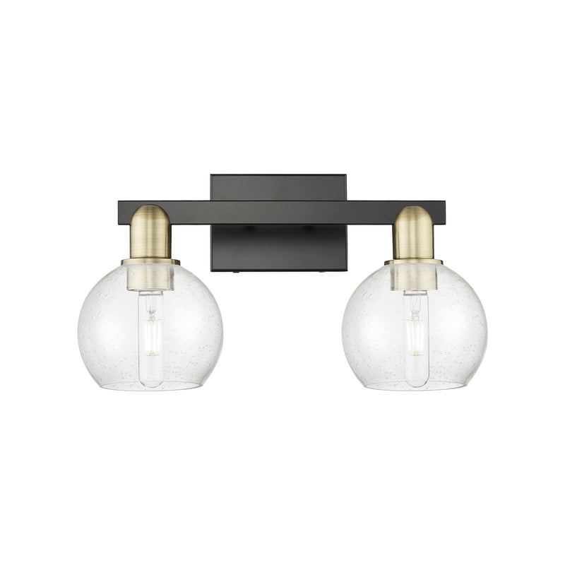 Innovations Athens 17in 2-Light Bath Vanity | Industrial Black Antique Brass Steel and Seedy Glass | Bathroom Vanity | 16.88 x | Model 716-2W-BAB-G124-6