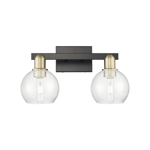 Innovations Athens 17in 2-Light Bath Vanity | Industrial Black Antique Brass Steel and Seedy Glass | Bathroom Vanity | 16.88 x | Model 716-2W-BAB-G124-6