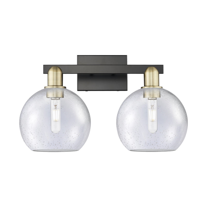 Innovations Athens 19in 2-Light Bath Vanity | Industrial Black Antique Brass and Seedy Glass | Bathroom Vanity Light | 19 x | Model 716-2W-BAB-G124-8