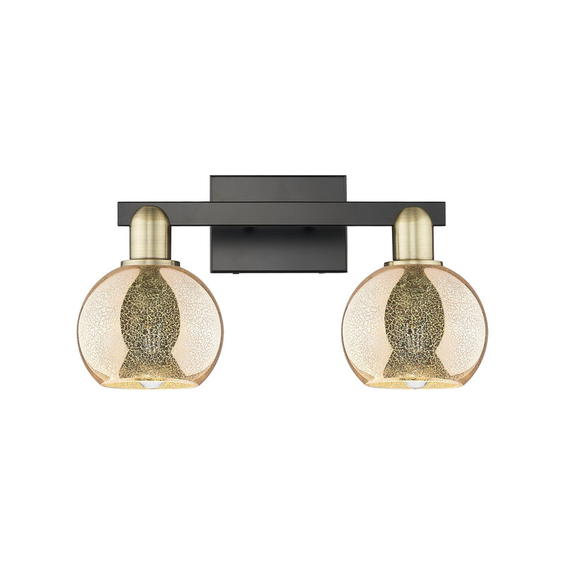 Innovations Athens 17in 2-Light Bath Vanity Light | Industrial Black Antique Brass and Mercury Glass | Bathroom Vanity | 16.88 x | Model 716-2W-BAB-G128-6
