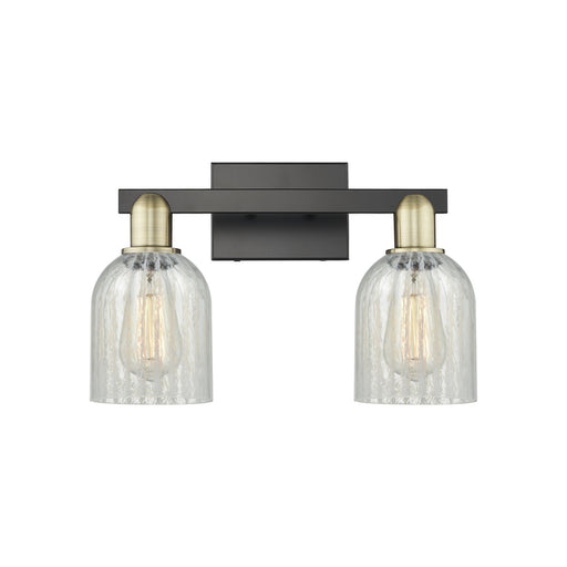 Innovations Caledonia 16in 2-Light Bath Vanity | Industrial Black Antique Brass and Mouchette Glass | Bathroom Vanity Light | 16 | Model 716-2W-BAB-G2511