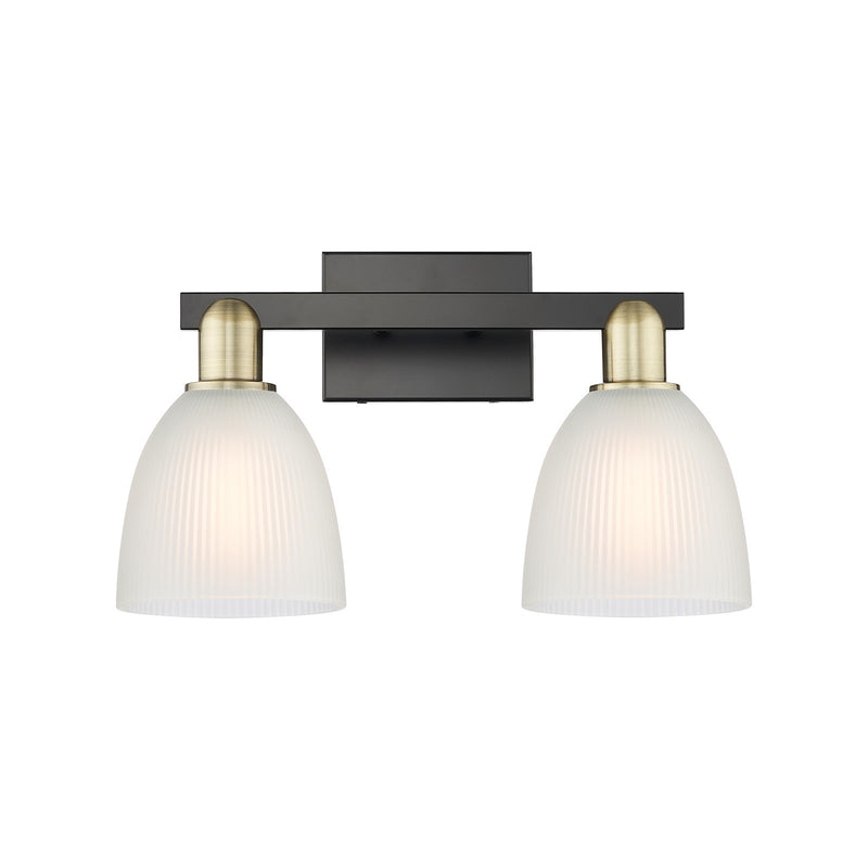 Innovations Castile 17in 2-Light Bath Vanity Light | Industrial Black Antique Brass Steel and White Glass | Bathroom Vanity | 17 x | Model 716-2W-BAB-G381