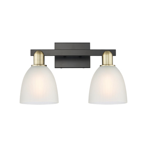 Innovations Castile 17in 2-Light Bath Vanity Light | Industrial Black Antique Brass Steel and White Glass | Bathroom Vanity | 17 x | Model 716-2W-BAB-G381