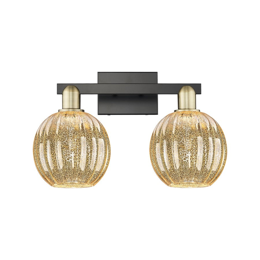 Innovations Preston 2Lt 16" Globe Bath, BKBS/Mercury - 716-2W-BAB-G458-7ME