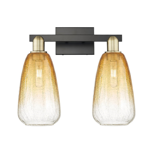 Innovations Brookhaven Almond 17in 2-Light Bath Vanity Light | Industrial Black Antique Brass and Amber Glass | Bathroom | Model 716-2W-BAB-G480-6AM