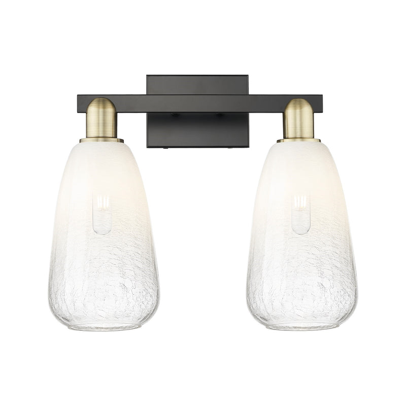 Innovations Brookhaven Almond 17in 2-Light Bath Vanity Light | Industrial Black Antique Brass and Opal Glass | Bathroom Vanity | Model 716-2W-BAB-G480-6OP