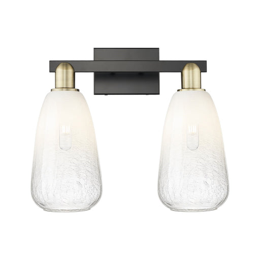 Innovations Brookhaven Almond 17in 2-Light Bath Vanity Light | Industrial Black Antique Brass and Opal Glass | Bathroom Vanity | Model 716-2W-BAB-G480-6OP