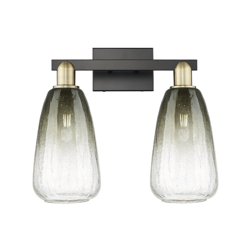 Innovations Brookhaven Almond 17in 2-Light Bath Vanity Light | Industrial Black Antique Brass and Slate Glass | Bathroom | Model 716-2W-BAB-G480-6SL