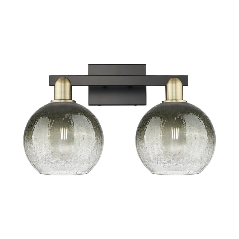 Innovations Brookhaven Globe 19in 2-Light Bath Vanity Light | Industrial Black Antique Brass and Slate Glass | Bathroom Vanity | Model 716-2W-BAB-G483-8SL