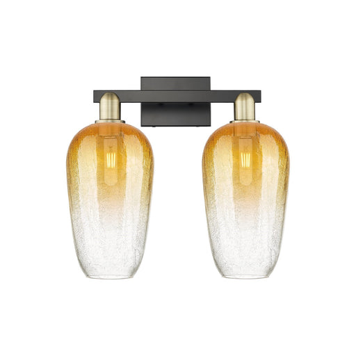 Innovations Brookhaven Flute 18in 2-Light Bath Vanity Light | Industrial Black Antique Brass and Amber Glass | Bathroom Vanity | Model 716-2W-BAB-G484-7AM