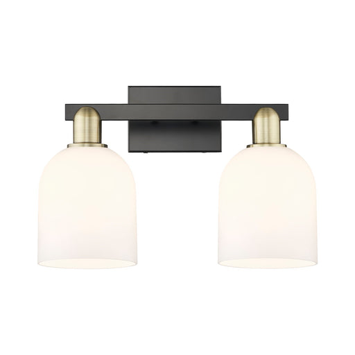 Innovations Bella 17in 2-Light Bath Vanity Light | Industrial Black Antique Brass and White Glass | Bathroom Vanity | 16.5 x | Model 716-2W-BAB-G558-6GWH