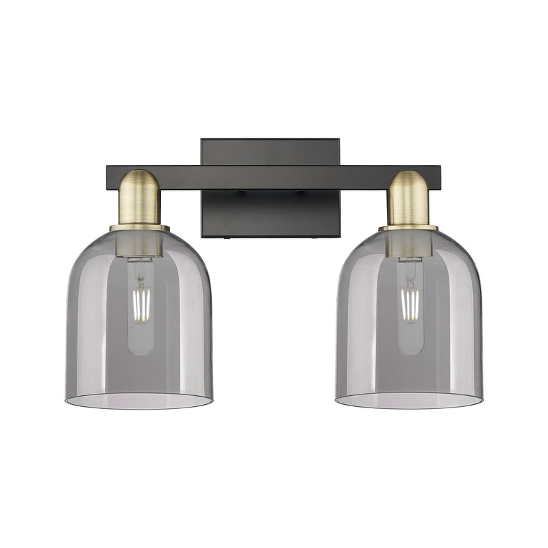 Innovations Bella 17in 2-Light Bath Vanity Light | Industrial Black Antique Brass and Light Smoke Glass | Bathroom Vanity | Model 716-2W-BAB-G558-6SM