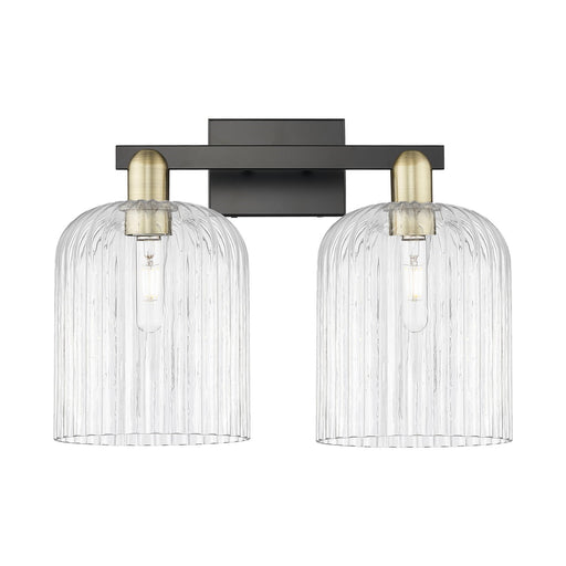 Innovations Bridal Veil 19in 2-Light Bath Vanity Light | Industrial Black Antique Brass Steel and Clear Ribbed Glass | Model 716-2W-BAB-G559-8CL