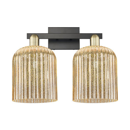 Innovations Bridal Veil 19in 2-Light Bath Vanity Light | Industrial Black Antique Brass and Mercury Ribbed Glass | Bathroom | Model 716-2W-BAB-G559-8ME