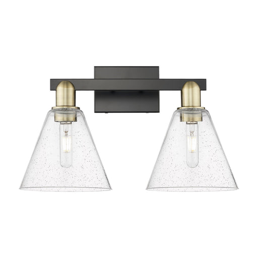 Innovations Berkshire Glass 19in 2-Light Bath Vanity Light | Industrial Black Antique Brass and Seedy Glass | Bathroom Vanity | Model 716-2W-BAB-GBC-84