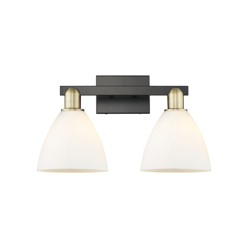 Innovations Bristol 19in 2-Light Bath Vanity Light | Industrial Black Antique Brass and Matte White Glass | Bathroom Vanity | Model 716-2W-BAB-GBD-751