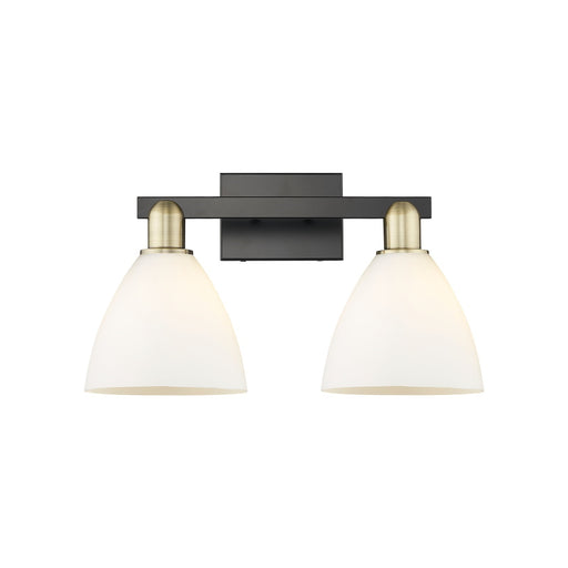 Innovations Bristol 19in 2-Light Bath Vanity Light | Industrial Black Antique Brass and Matte White Glass | Bathroom Vanity | Model 716-2W-BAB-GBD-751
