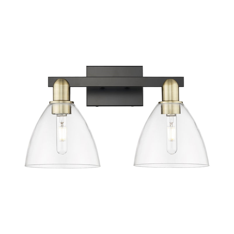 Innovations Bristol 19in 2-Light Bath Vanity Light | Industrial Black Antique Brass Steel and Clear Glass | Bathroom Vanity | Model 716-2W-BAB-GBD-752