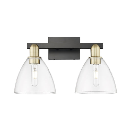 Innovations Bristol 19in 2-Light Bath Vanity Light | Industrial Black Antique Brass Steel and Clear Glass | Bathroom Vanity | Model 716-2W-BAB-GBD-752