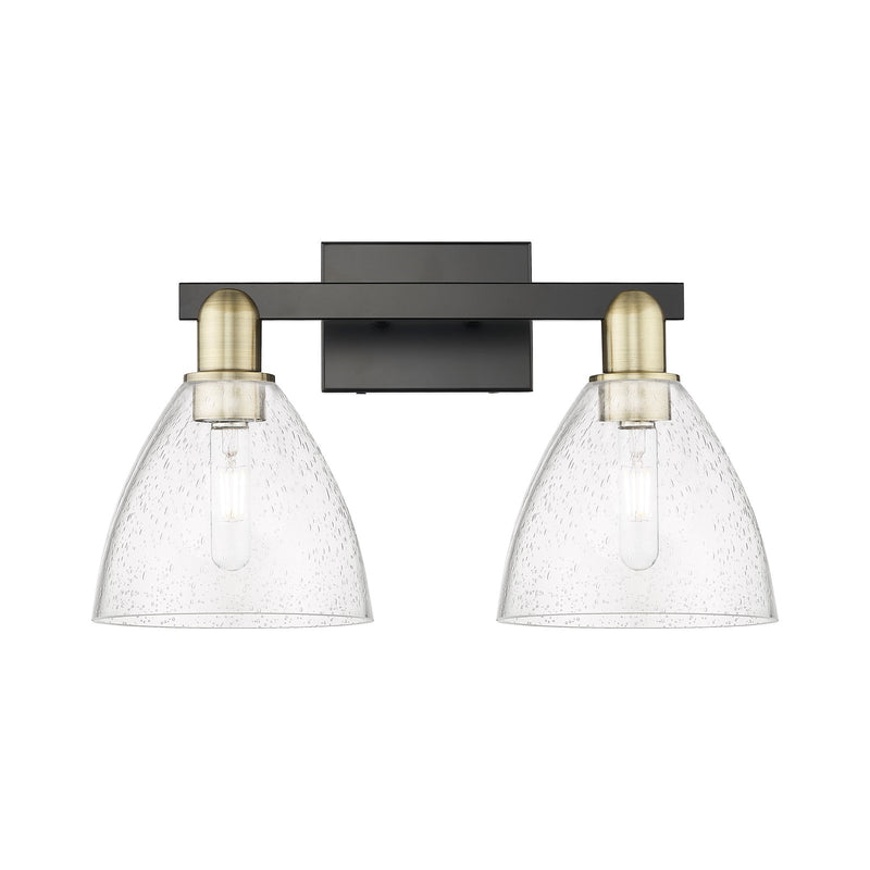 Innovations Bristol 19in 2-Light Bath Vanity Light | Industrial Black Antique Brass and Seedy Glass | Bathroom Vanity | 18.5 x | Model 716-2W-BAB-GBD-754