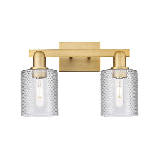 Innovations Cobbleskill 16in 2-Light Bath Vanity Light | Industrial Brushed Brass Steel and Clear Glass | Bathroom Vanity | 16 x | Model 716-2W-BB-G112