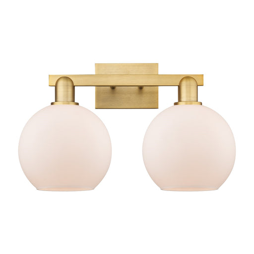 Innovations Athens 19in 2-Light Bath Vanity Light | Industrial Brushed Brass and Matte White Glass | Bathroom Vanity | 19 x 11.75 | Model 716-2W-BB-G121-8