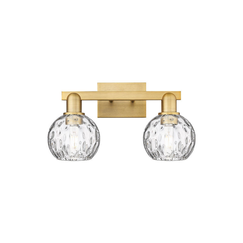 Innovations Athens Water Glass 17in 2-Light Bath Vanity Light | Industrial Brushed Brass and Clear Glass | Bathroom Vanity | 17 | Model 716-2W-BB-G1215-6