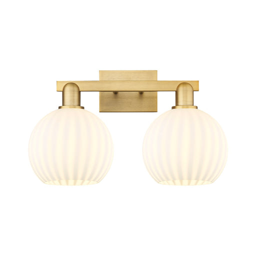 Innovations Lighting White Venetian 19in 2-Light Bath Vanity | Industrial Brushed Brass and White Glass | Bathroom & Powder | Model 716-2W-BB-G1217-8WV