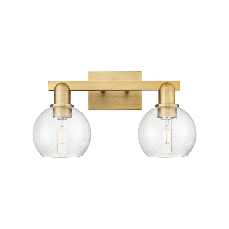 Innovations Athens 17in 2-Light Bath Vanity Light | Industrial Brushed Brass Steel and Seedy Glass | Bathroom Vanity | 16.88 x | Model 716-2W-BB-G124-6