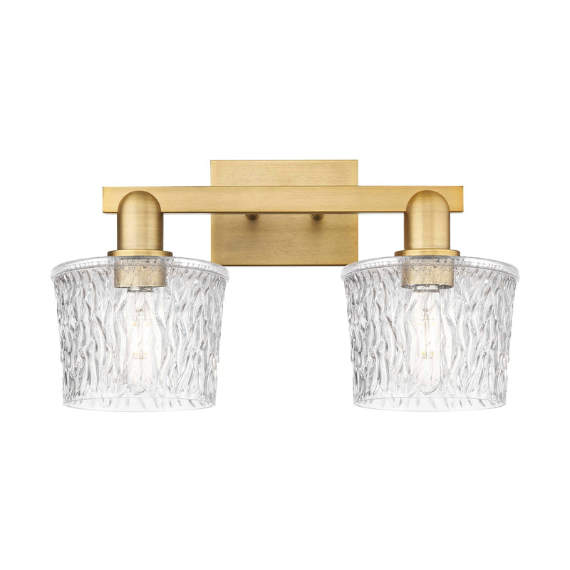 Innovations Niagara 18in 2-Light Bath Vanity Light | Industrial Brushed Brass and Clear Glass | Bathroom Vanity | 17.5 x 10.25 x | Model 716-2W-BB-G402