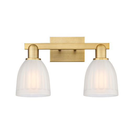 Innovations Brookfield 17in 2-Light Bath Vanity | Brushed Brass Steel and White Frosted Ribbed Glass | Bathroom Vanity & Powder | Model 716-2W-BB-G441
