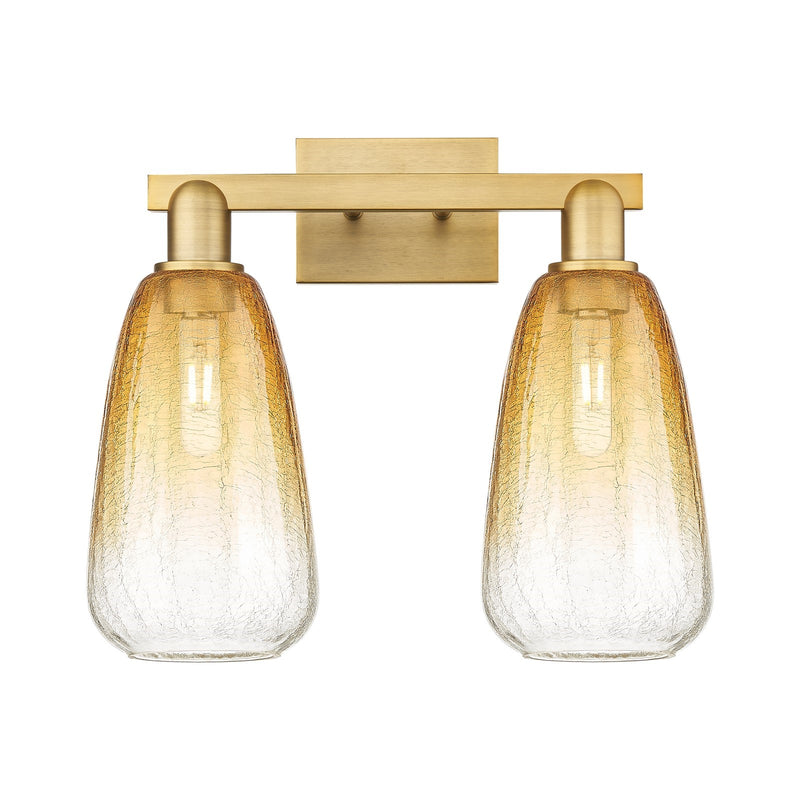 Innovations Brookhaven Almond 17in 2-Light Bath Vanity | Industrial Brushed Brass and Amber Glass | Bathroom Vanity | 17 x | Model 716-2W-BB-G480-6AM