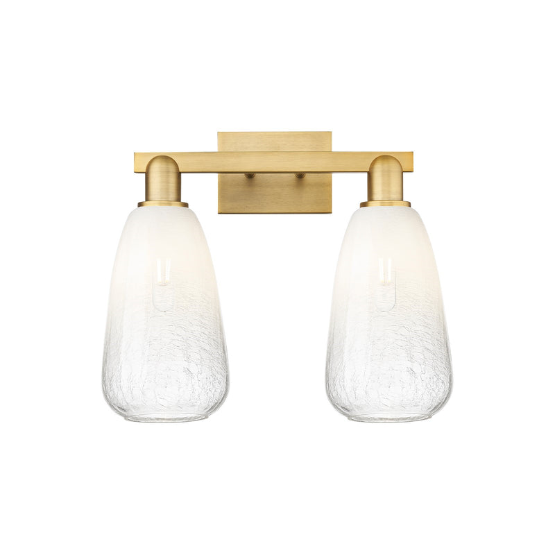 Innovations Brookhaven Almond 17in 2-Light Bath Vanity | Industrial Brushed Brass and Opal Glass | Bathroom Vanity | 17 x 14.75 | Model 716-2W-BB-G480-6OP